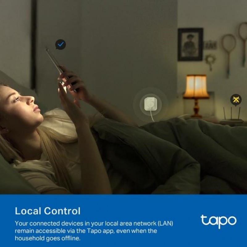 TP LINK TAPO P100 Смарт контакт 10A, 2300W, 2.4Ghz, задаване на график, таймер