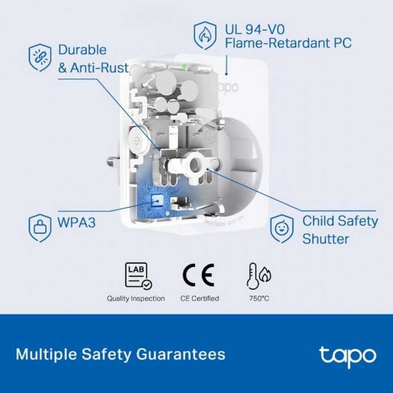 TP LINK TAPO P100 Смарт контакт 10A, 2300W, 2.4Ghz, задаване на график, таймер