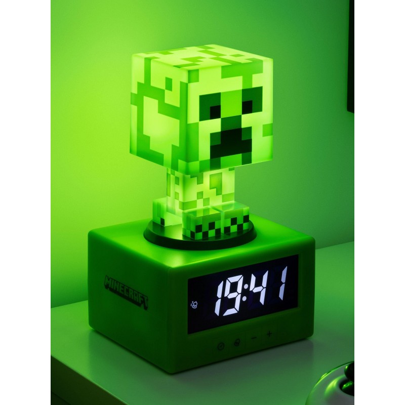 Часовник с аларма Paladone: Minecraft - Creeper Icon Alarm Clock, PP11369MCFV3, PD-093713