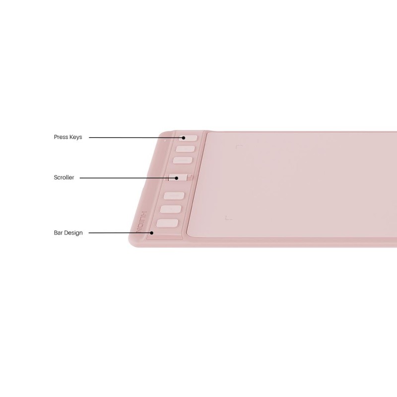 Графичен дисплей таблет HUION Inspiroy 2 S, 5080 LPI, Розов, HUION-TAB-H641P-PINK