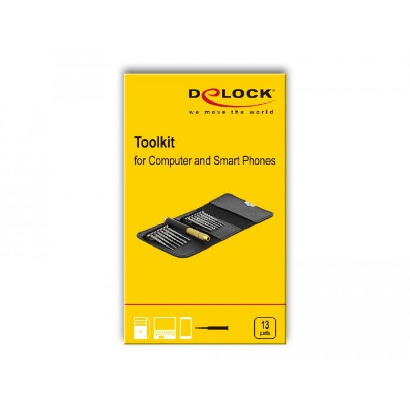 Отвертка DeLock 64067, 13 части, Хром ванадий, Калъф, DELOCK-64067