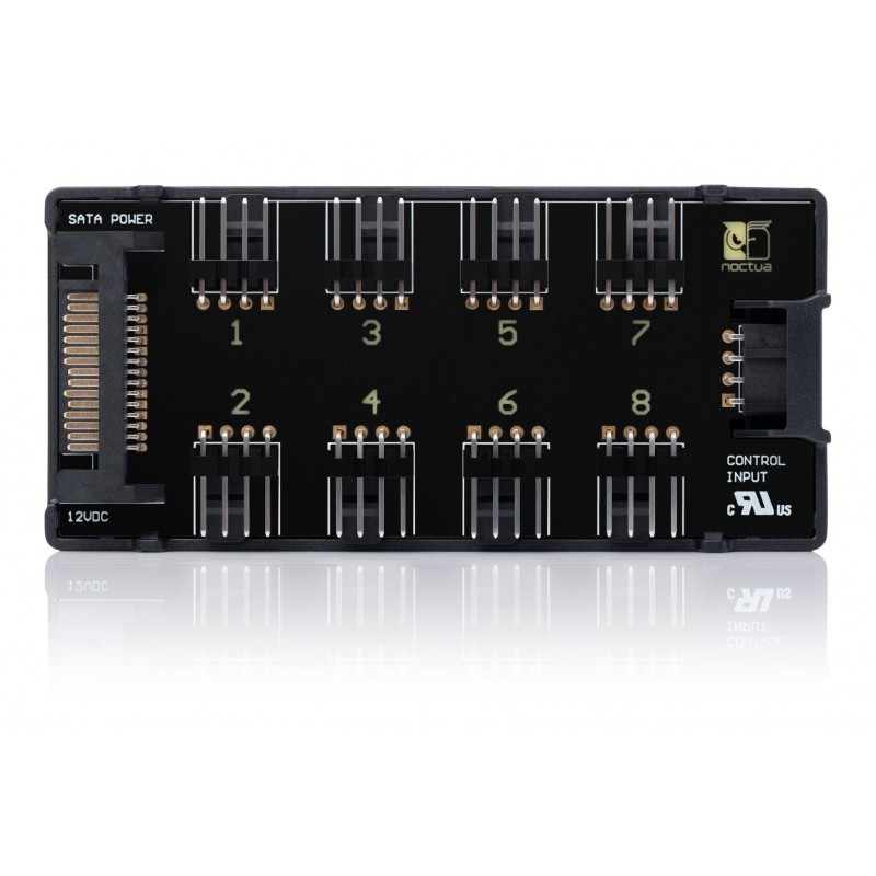 Контролер за 8 вентилатора Noctua NA-FH1, 5-12V, 3pin/4pin, Черен, NOCTUA-ACC-NA-FH1