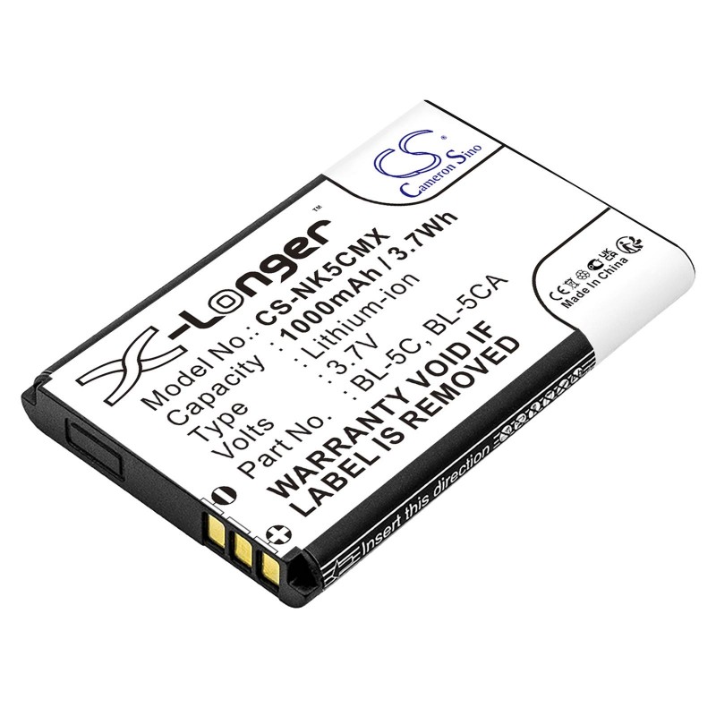 Батерия за мобилен телефон CAMERON SINO BL-5C, за Nokia 105 2700 3110 5130 6230 E50, 3.7V, 1000mAh, CS-NK5CMX