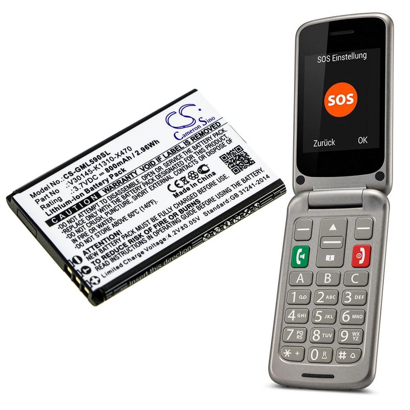 Батерия за мобилен телефон Gigaset GL390, GL590 V30145-K1310-X470  LiIon 3,7V 800mAh CAMERON SINO, CS-GML590SL