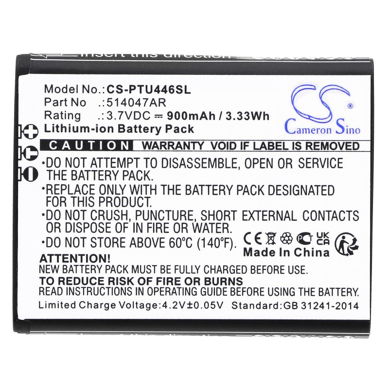 Батерия за мобилен телефон   PANASONIC KX-TU446, KX-TU456, KX-TU466EXBE  LiIon 3,7V 900mAh CAMERON SINO, CS-PTU446SL
