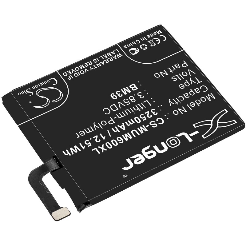 Батерия за мобилен телефон XIAOMI Mi6 BM39 3,85V 3250mAh LiPo CAMERON SINO, CS-MUM600XL