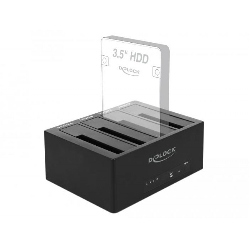 Външна докинг станция Delock, За 4 x HDD/SSD, USB, Функция за клониране, 5 Gbps, DELOCK-64063