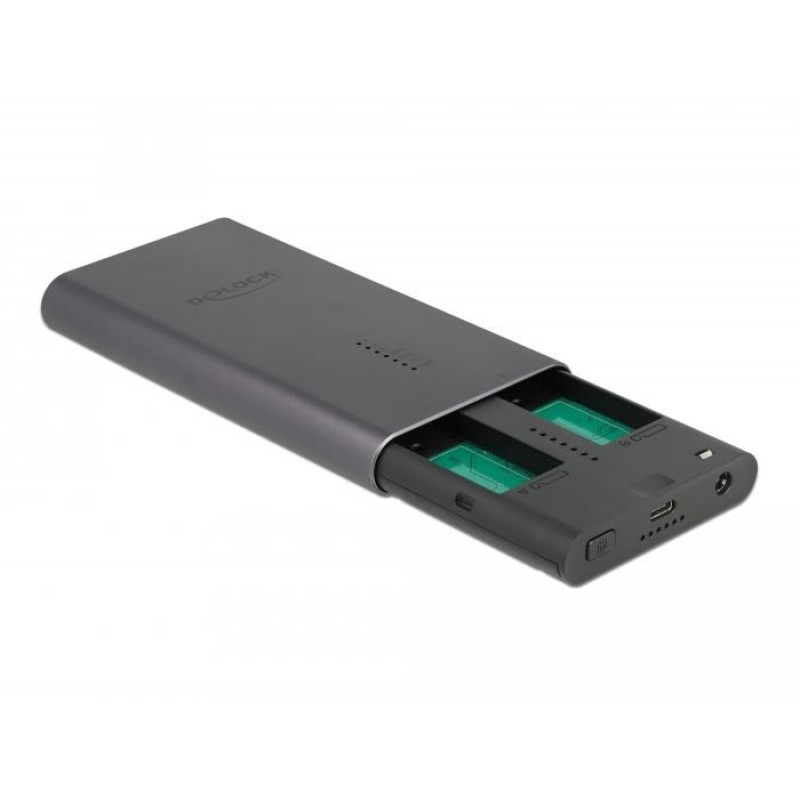 Външно чекмедже Delock, За 2 x M.2 NVMe PCIe SSD, USB-C, Клониране, DELOCK-42010