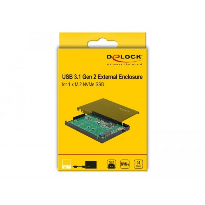 Външно чекмедже Delock, За M.2 NVMe PCIe SSD, USB-C 3.1 Gen 2, 2.5″, DELOCK-42609