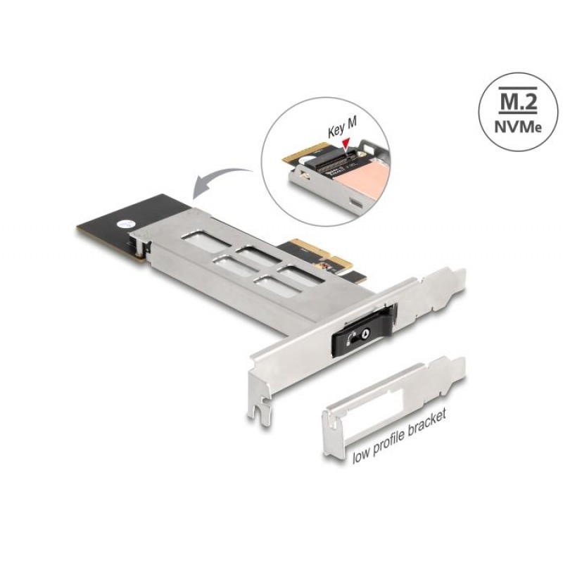 Вътрешна тава Delock, PCI Express Card за 1 x M.2 NVMe SSD - Low Profile Form Factor, DELOCK-47028