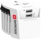 Адаптер SKROSS PRO MUV 2 x USB-A, 1.302960, World, Бял, SKROSS-1302960