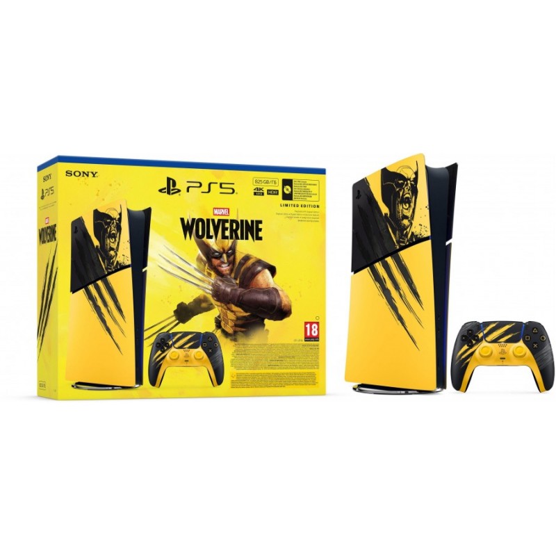 Конзола PlayStation 5 (Slim) - Digital Edition - Marvel’s Wolverine Battle Yellow Limited Edition Bundle