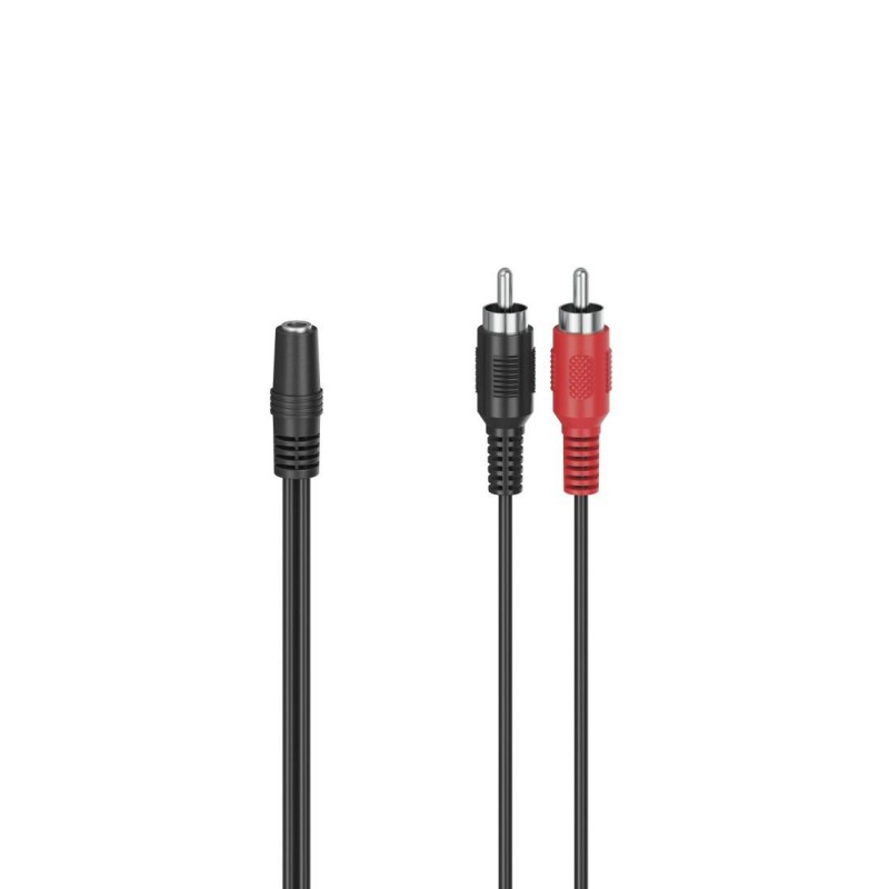 Аудио адаптер HAMA, 3.5 mm жак женско - 2 x Чинч мъжко, 0.1 м, Черен, HAMA-205186