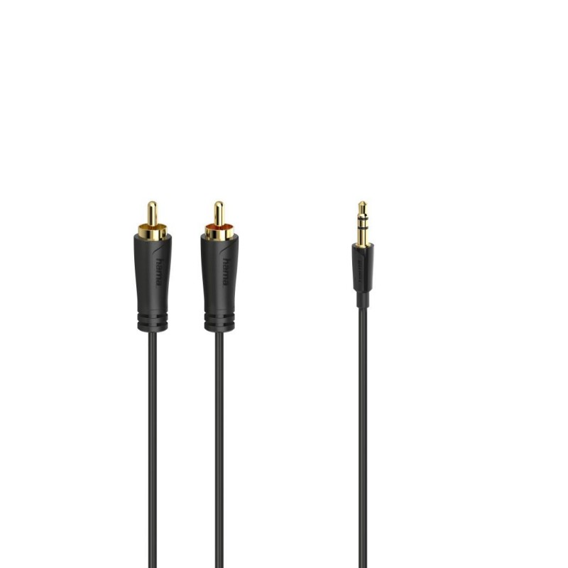 Аудио кабел HAMA, 3.5 mm жак мъжко - 2 x Чинч мъжко, 3.0м, Essential, Черен, HAMA-205261