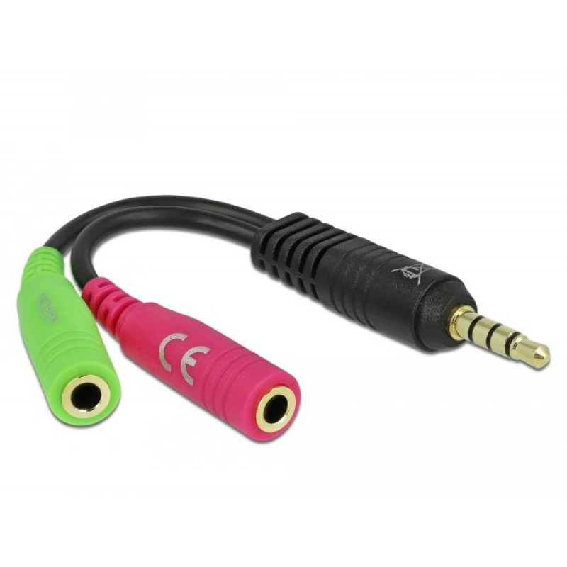 Аудио сплитер Delock, 3.5мм  жак мъжко - 2 х 3.5 mm жак женско, 10cm, DELOCK-65344