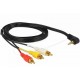 Delock Кабел стерео жак 3.5 мм 4 пинов мъжки ъглов > 3 x RCA мъжки 1.5 м, DELOCK-84504