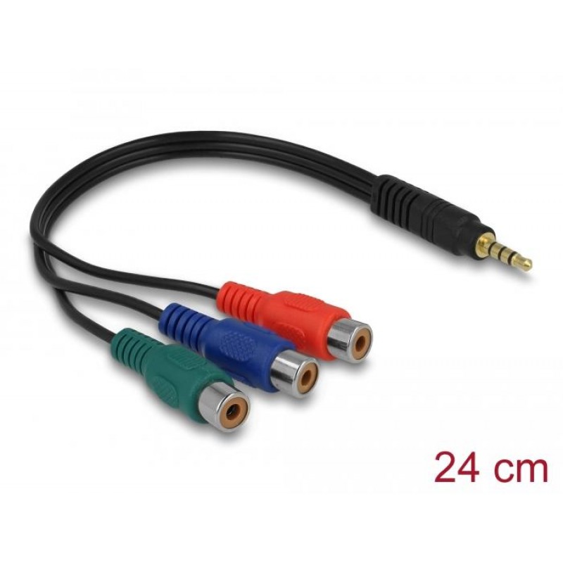 Кабел Delock, 3 x RCA женско > 3.5 mm 4 pin стерео жак, DELOCK-62499