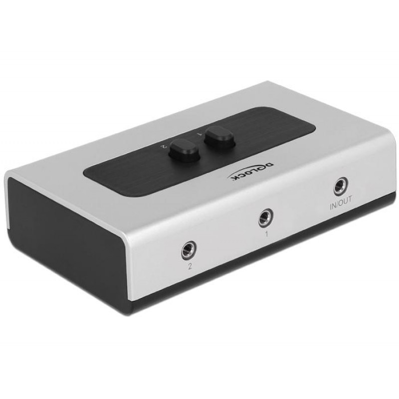 Превключвател Delock, Ръчен, 3 x 3.5 mm Jack, Черен/Сив, DELOCK-87699