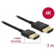 Кабел Delock, HDMI-A мъжко - HDMI-A мъжко, Ethernet, 18 Gbit/s, 4K, 3 м, Черен, DELOCK-84774