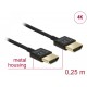 Кабел Delock  HDMI-A мъжко - HDMI-A мъжко, Ethernet, 3D, 4K, 0.25 м, Черен, DELOCK-85117