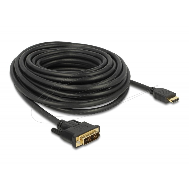 Кабел Delock HDMI мъжко - DVI-D 18+1 (Single Link )мъжко, 10м, двупосочен, black, DELOCK-85587