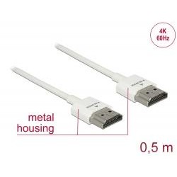 Кабел Delock High Speed, HDMI мъжко - HDMI мъжко, 48 Gbit/s, 3D 4K, 0.5 m, Ethernet