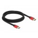 Кабел Delock Ultra High Speed, HDMI мъжко - HDMI мъжко, 48 Gbit/s, 8K 60 Hz, 2 м, Червен, DELOCK-85774