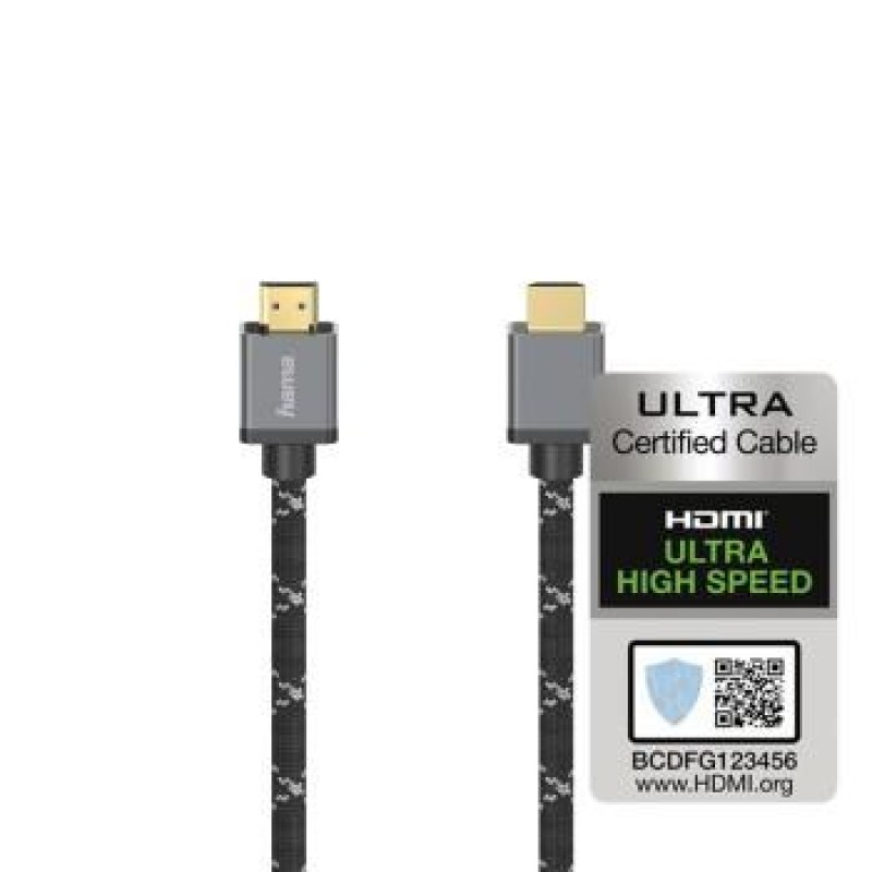 Кабел HAMA Ultra HD, HDMI мъжко - HDMI мъжко, 8K, 48GB/s,метал, 3 м, Позл. конектори, Ethernet