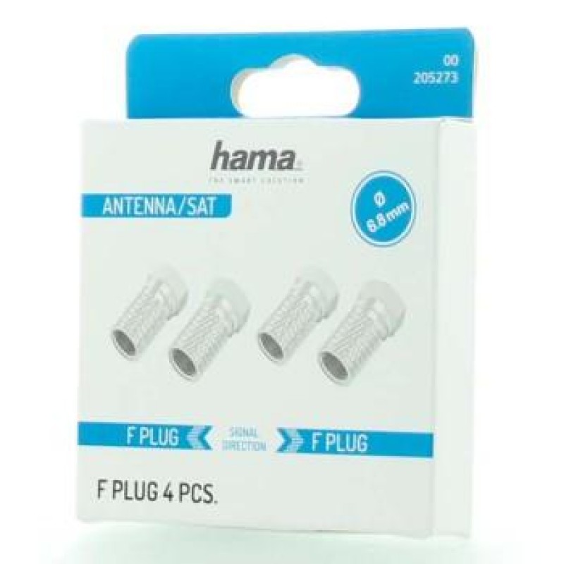 Адаптер HAMA, F-конектор мъжко, Метален, 4 броя, HAMA-205273