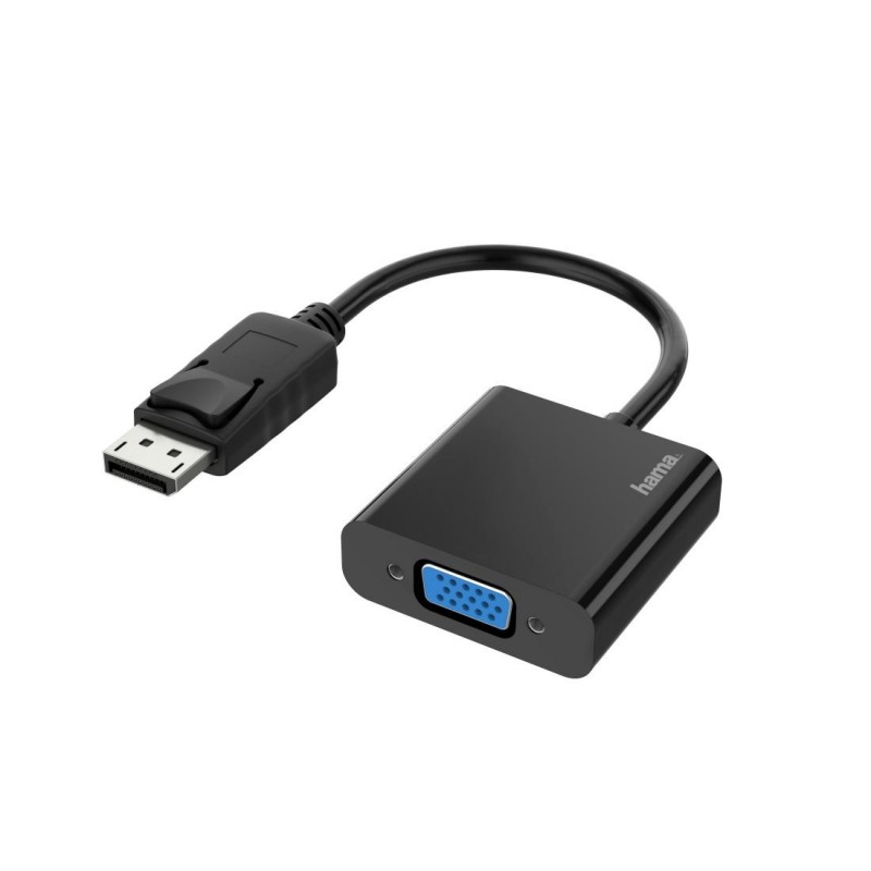 Адаптер HAMA, DisplayPort мъжко - VGA женско, Full-HD 1080p, Черен, HAMA-200337