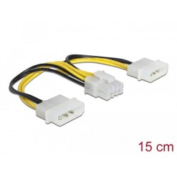Кабел DeLock Power, 2 x 4 pin Molex мъжко > 8 pin EPS мъжко, 15 cm