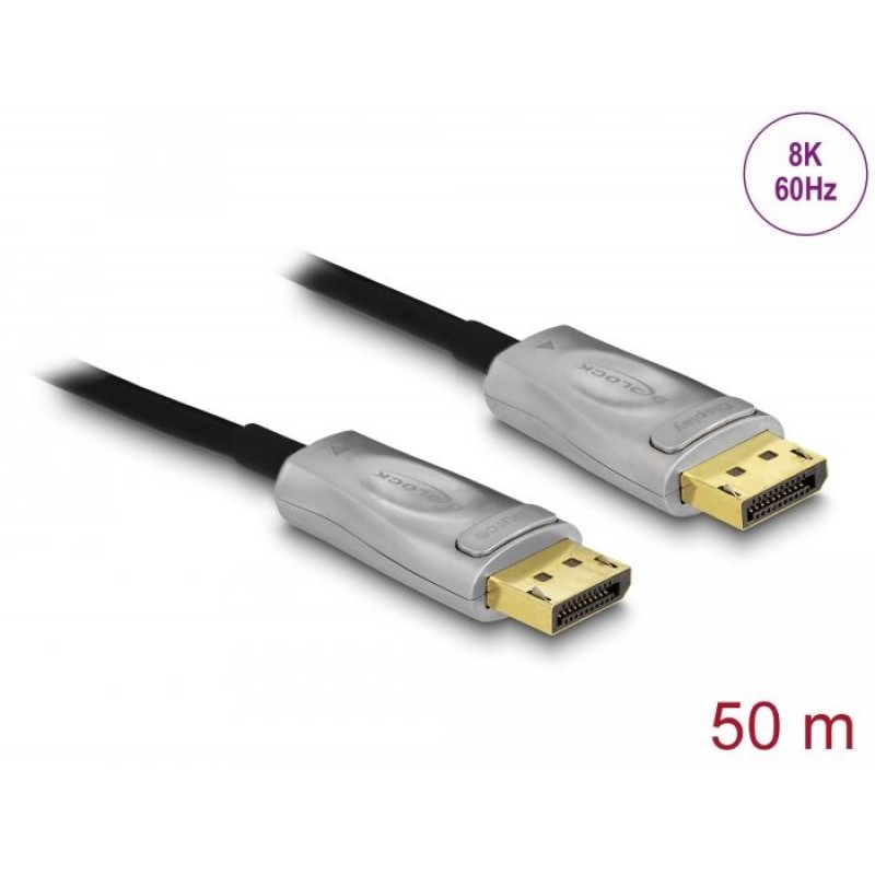 Оптичен кабел Delock, Активен, DisplayPort 1.4 8K, 50 m, DELOCK-84140