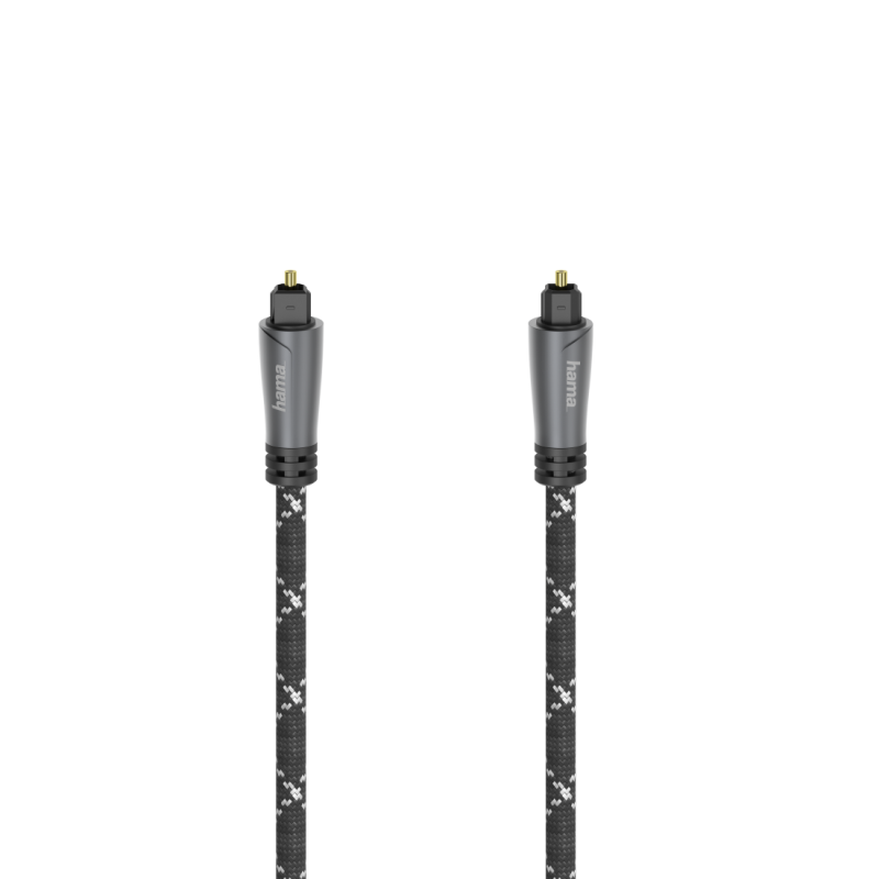 Оптичен аудио кабел HAMA 205140, ODT plug (Toslink), Метални накрайници, 3 м, Черен, HAMA-205140